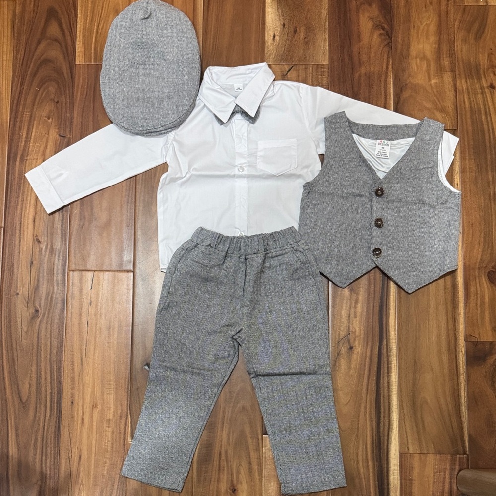 Gray and White Toddler Outfit Set